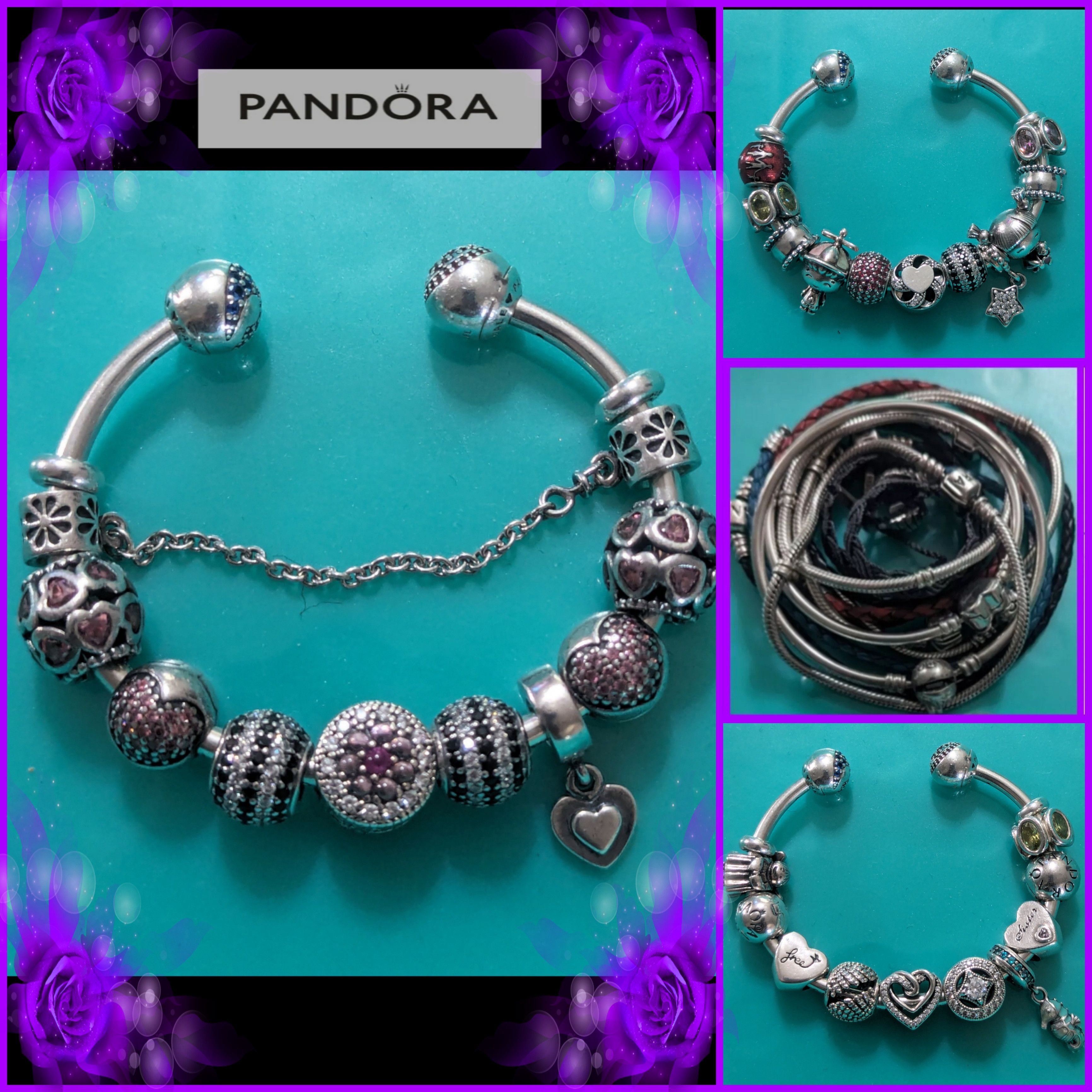 image of Large Authentic Pandora Jewelry Bundle in Various Colors, Women's
