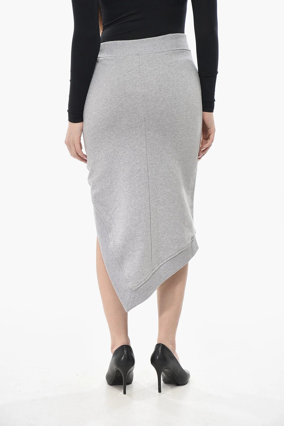 The Attico og1mm0426 Cotton Jersey Midi Skirt in Grey Size 27" / US 4 / IT 40 - 2 Thumbnail