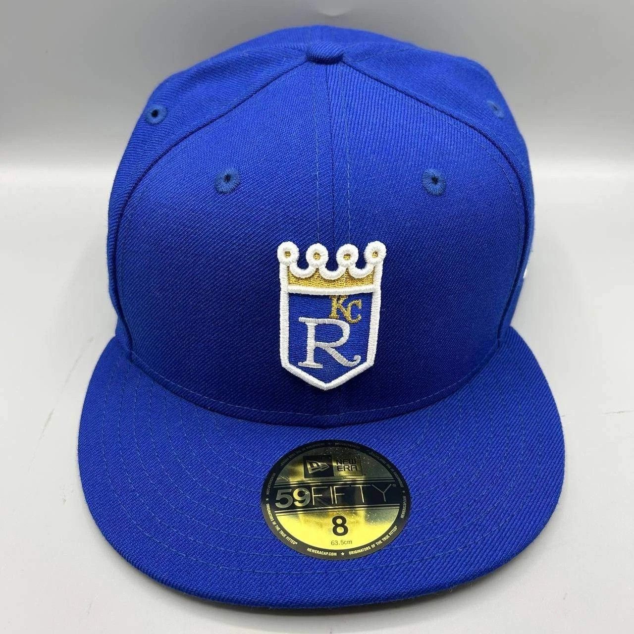 New Era Kansas City Royals Hat Men 8 Blue Gray MLB Fitted Cap Wool Size ONE SIZE - 1 Thumbnail