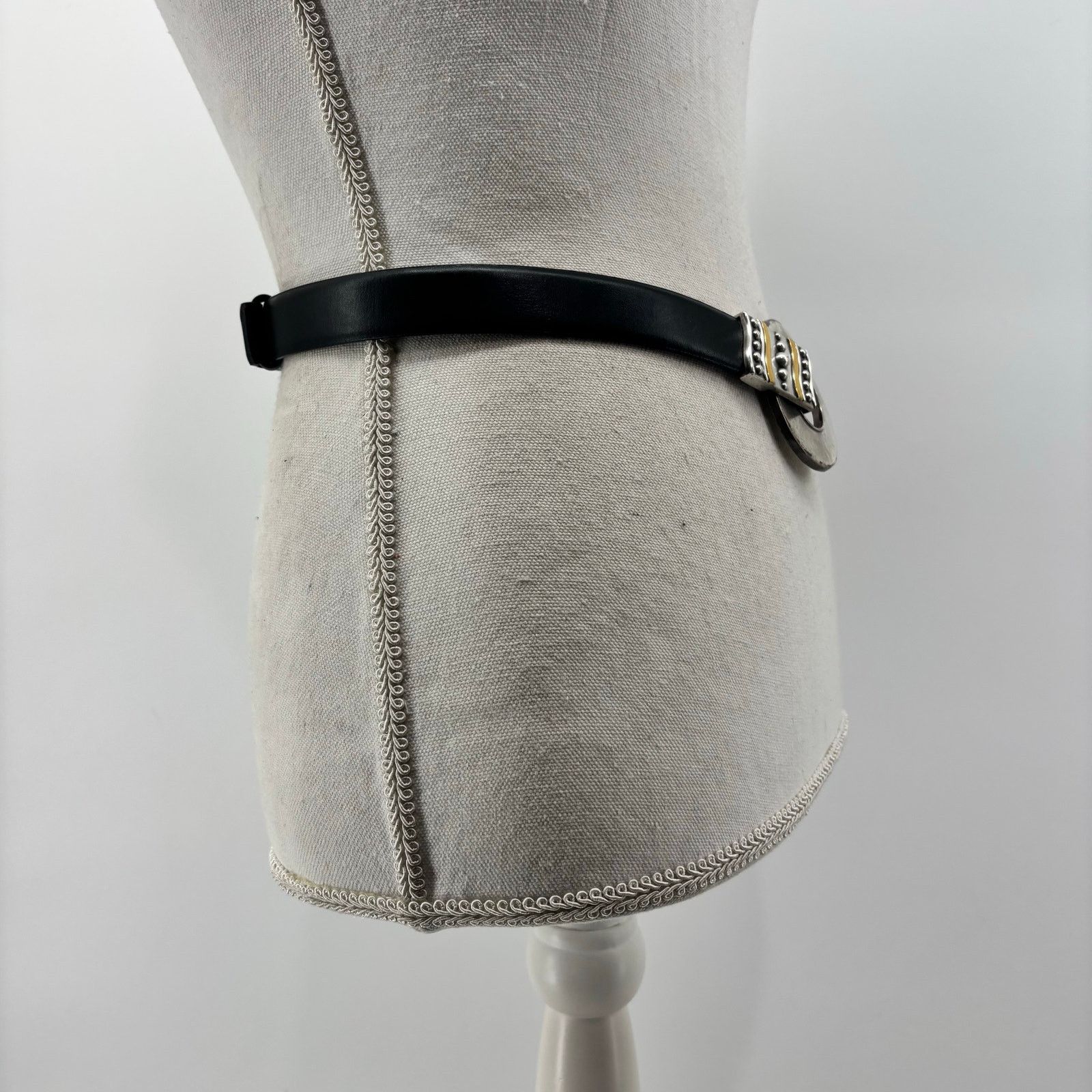 Other Chicos Womens Small Medium Black Leather Belt Circle Hook Size ONE SIZE - 5 Thumbnail