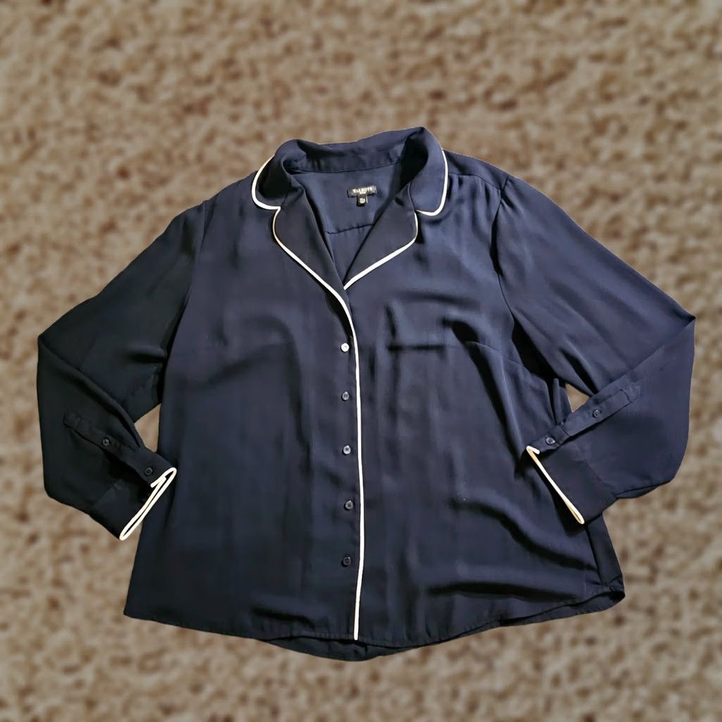 Talbots Talbots Top Shirt Women XL Petite Black Sheer Button Long Sleeve Casual Career Shirt Size XL / US 12-14 / IT 48-50 - 1 Thumbnail