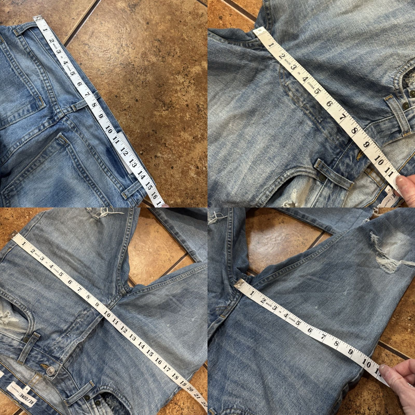 RE/DONE RE/DONE Denim Originals High Rise Light Wash Jeans 26 Regular Straight Womens Distressed 30.5" W 26" Inseam Blue Denim Size 26" / US 2 / IT 38 - 8 Thumbnail