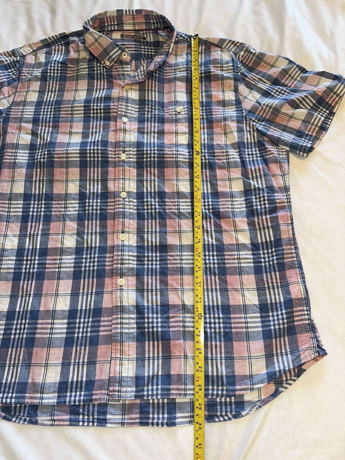 Michael Bastian Michael Bastian Button Mens Blue Pink Plaid S/S- Size XL Size US XL / EU 56 / 4 - 2 Thumbnail