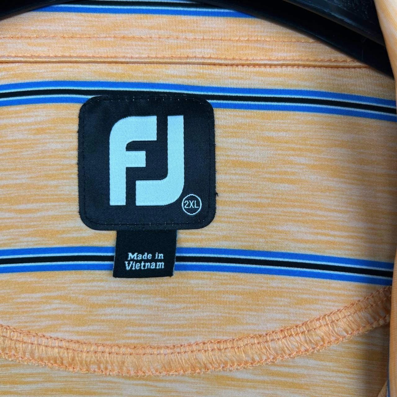 Footjoy Foot Joy Polo Shirt Men Orange Blue Striped Collared 2XL Size US XXL / EU 58 / 5 - 4 Thumbnail