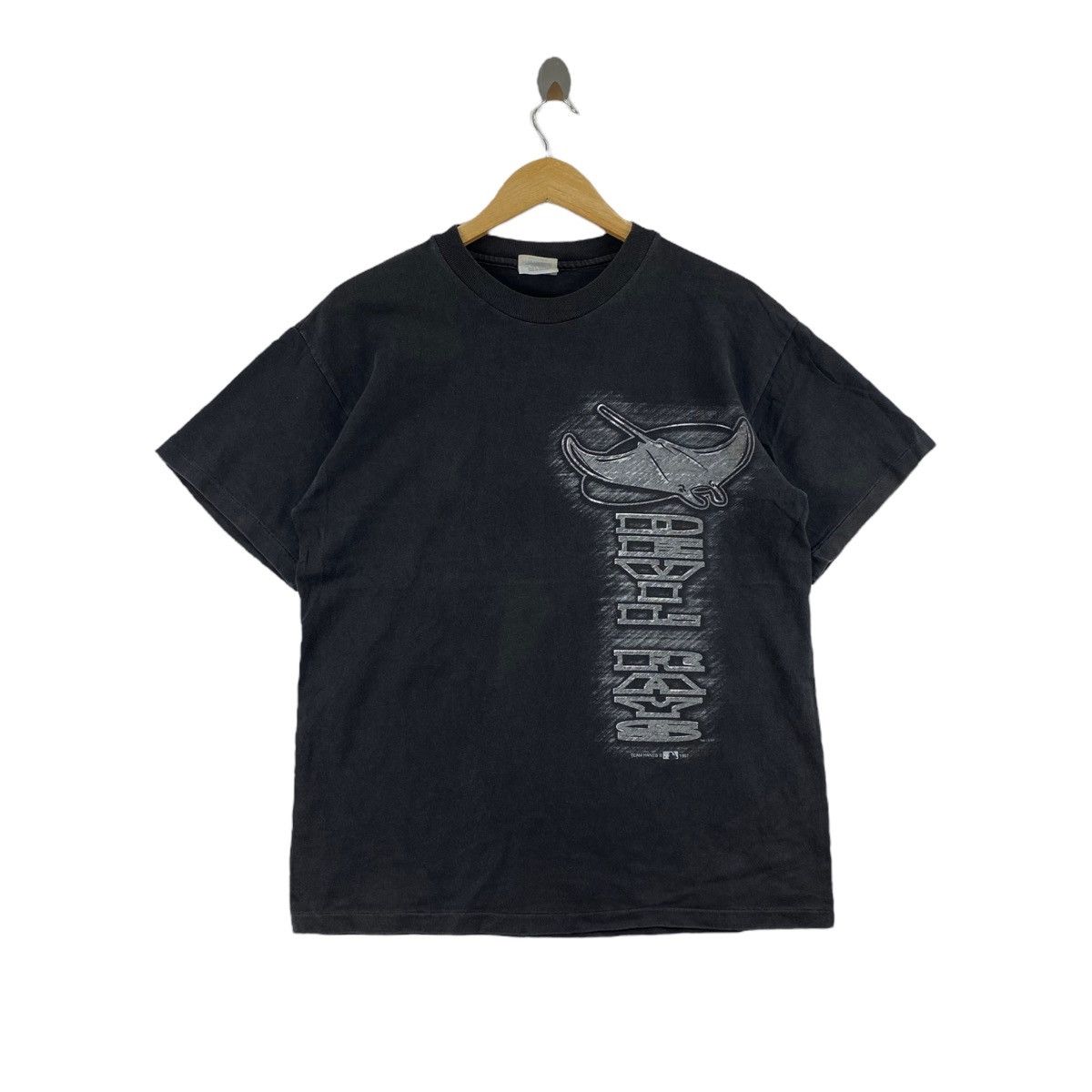 MLB × Vintage Vintage 90s DEVIL RAYS MLB Usa Print Team Hanes Black Short Size US M / EU 48-50 / 2 - 1 Thumbnail