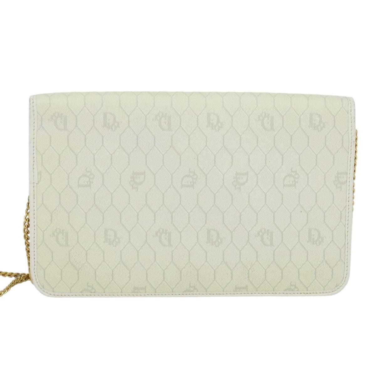 Dior DIOR Honeycomb Canvas Chain Shoulder Bag Pvc White Gold Size ONE SIZE - 3 Thumbnail
