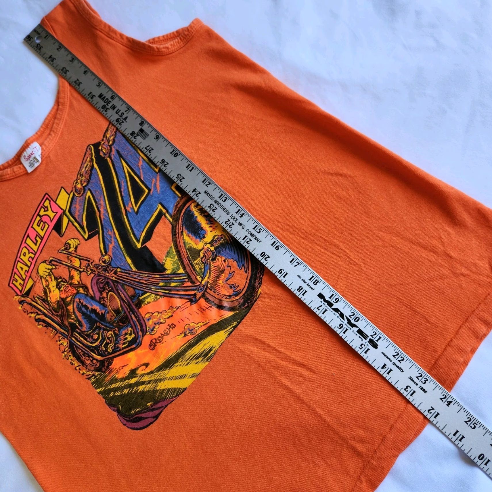 Harley Davidson VINTAGE Harley-Davidson Motorcycles 1974 Graphic Print Sleeveless Women's M Orange Tank Top Size M / US 6-8 / IT 42-44 - 4 Thumbnail