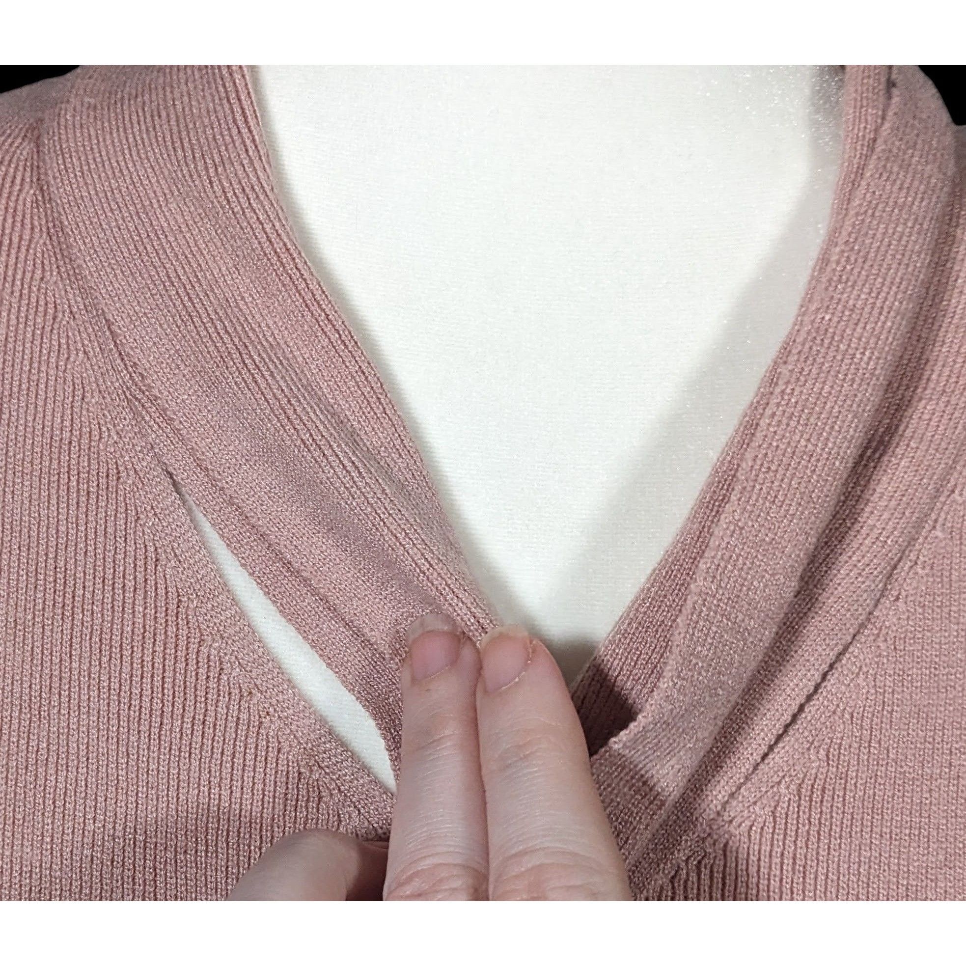 Other Vintage Coquette Light Pink Long Sleeve Tie V Neck Dress Size M / US 6-8 / IT 42-44 - 5 Thumbnail