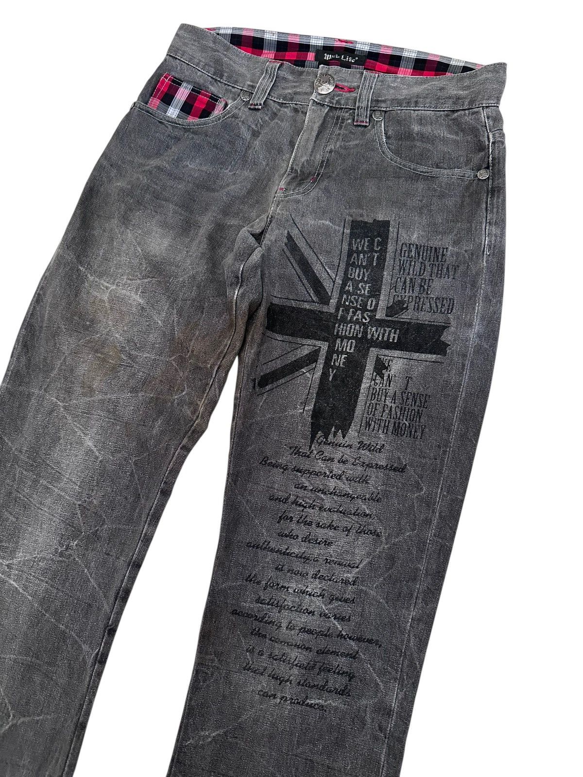 Japanese Brand 🇯🇵 Skull Bones Punk Rock Denim Pants Size US 30 / EU 46 - 2 Thumbnail
