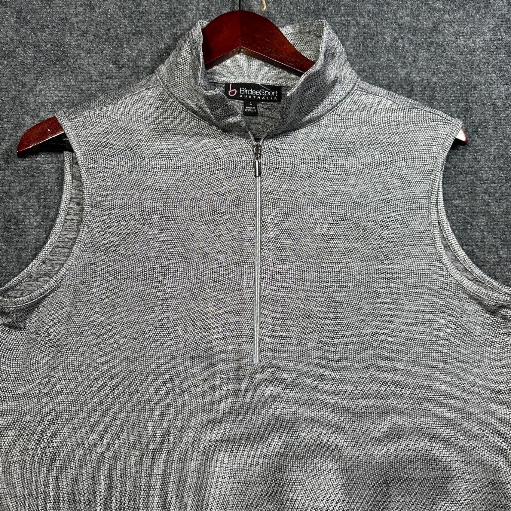 Vintage Birdee Sport Top Womens L Gray Knit Zip Neck Sleeveless Pullover Golf Size L / US 10 / IT 46 - 4 Thumbnail