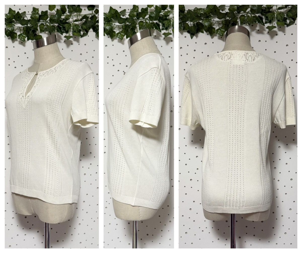 Chanel Chanel COCO button short sleeve knit sweater 42 off-white Size M / US 6-8 / IT 42-44 - 4 Thumbnail