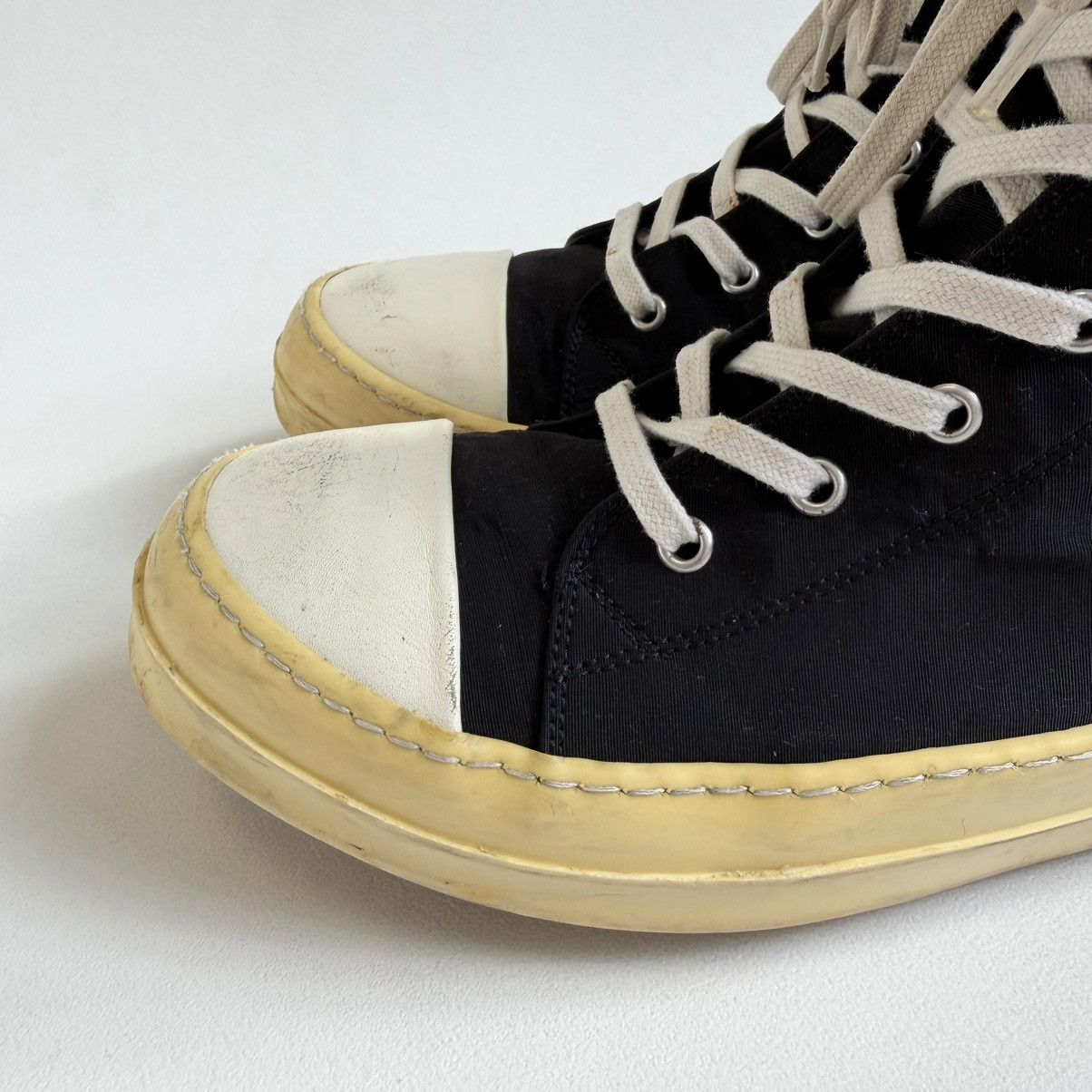 Rick Owens Drkshdw Yellow Sole Black Nylon Ramones Sneakers Size US 8 / EU 41 - 13 Thumbnail