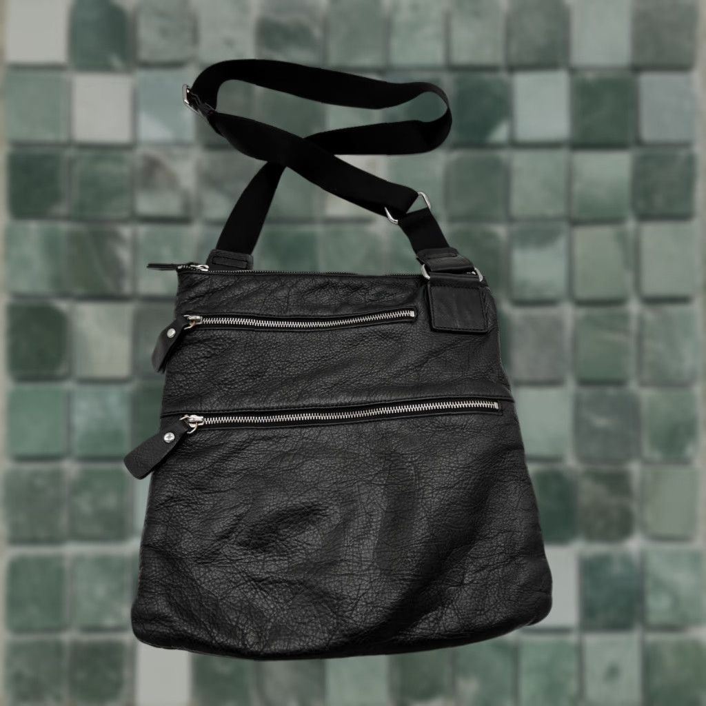 Margot Black Pebbled Leather Crossbody Bag Purse Large Outer Pockets Inner Pockets Adjustable Strap Women Large Bag Crossbody