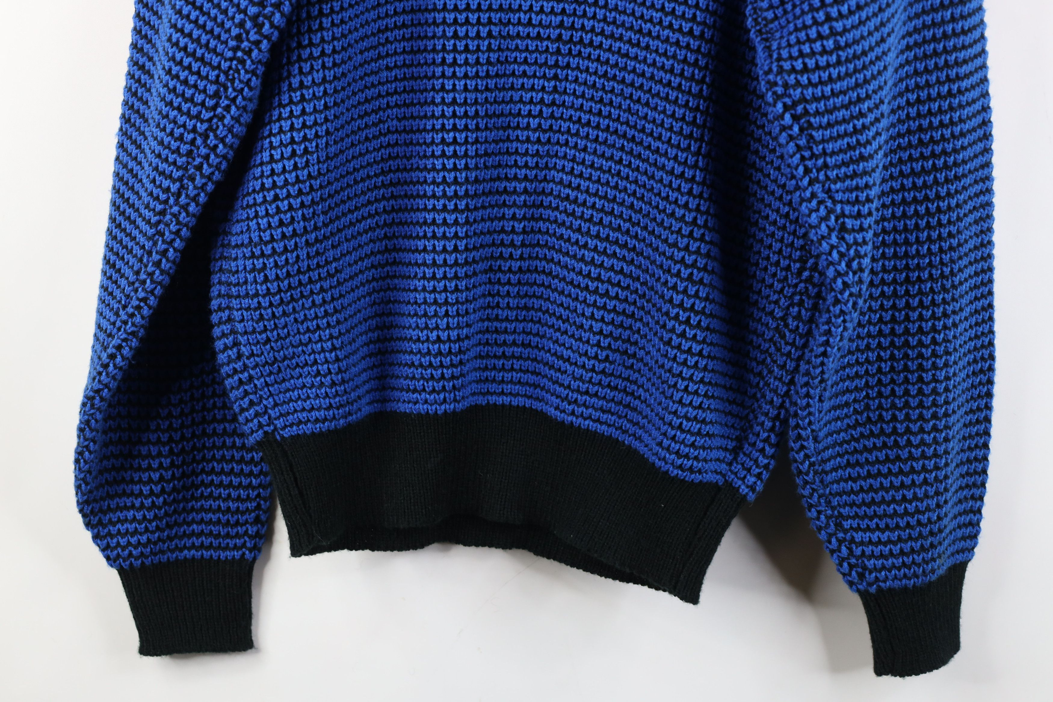 Vintage Vintage 90s Streetwear Trim Chunky Thermal Knit Sweater Blue Size US M / EU 48-50 / 2 - 11 Thumbnail