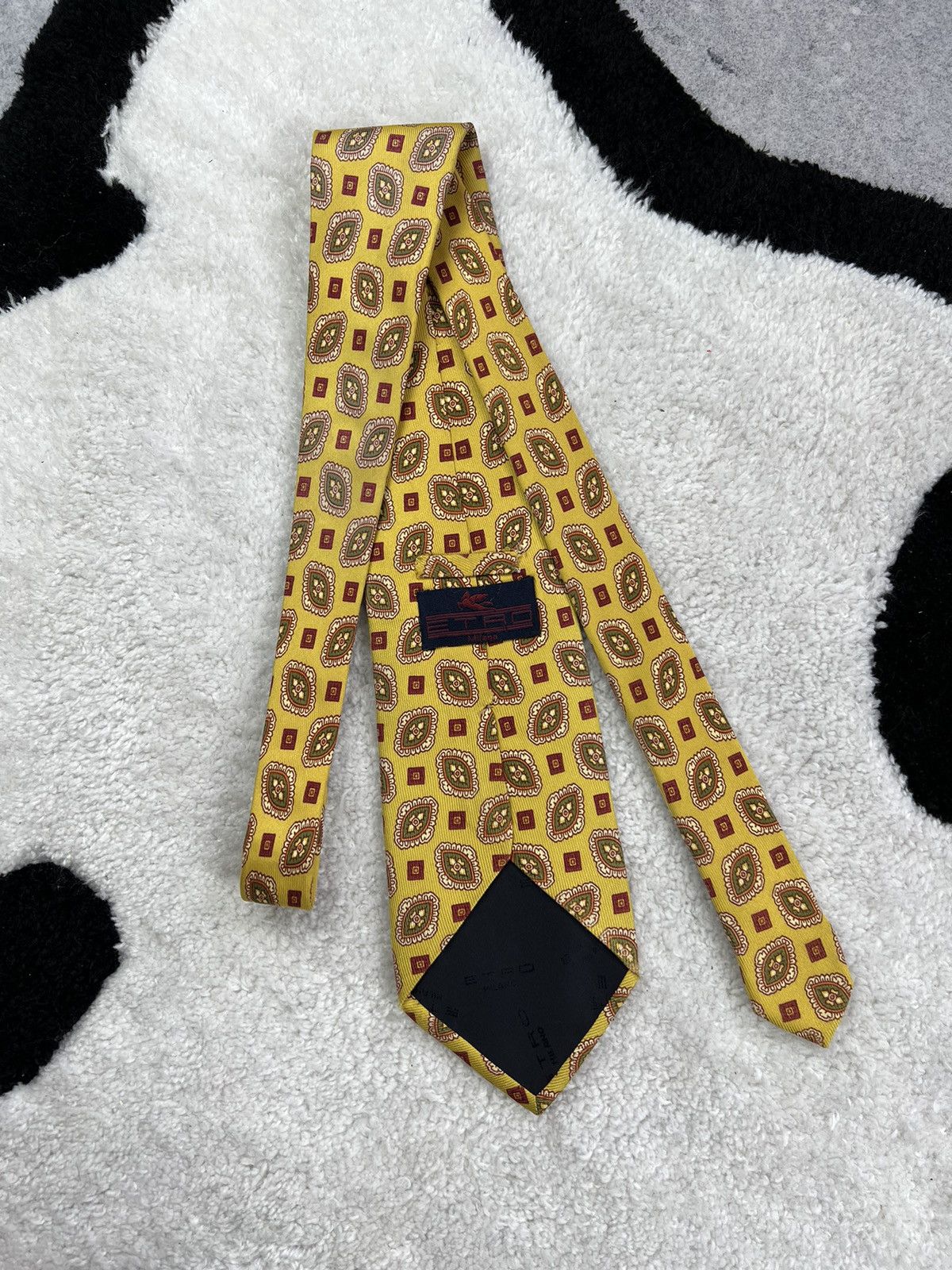 Etro Vintage Etro Italy Silk Geometric Gold Luxury Tie Size ONE SIZE - 5 Thumbnail