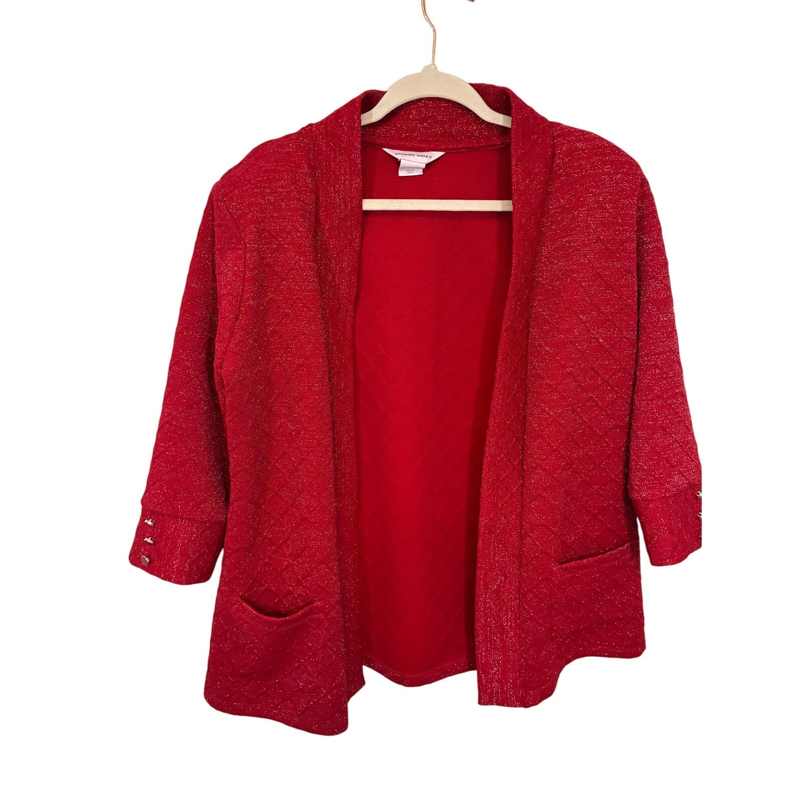 Other Allison Daley Crimson Red Shimmer 3/4 Sleeve Cardigan M Size M / US 6-8 / IT 42-44 - 2 Thumbnail