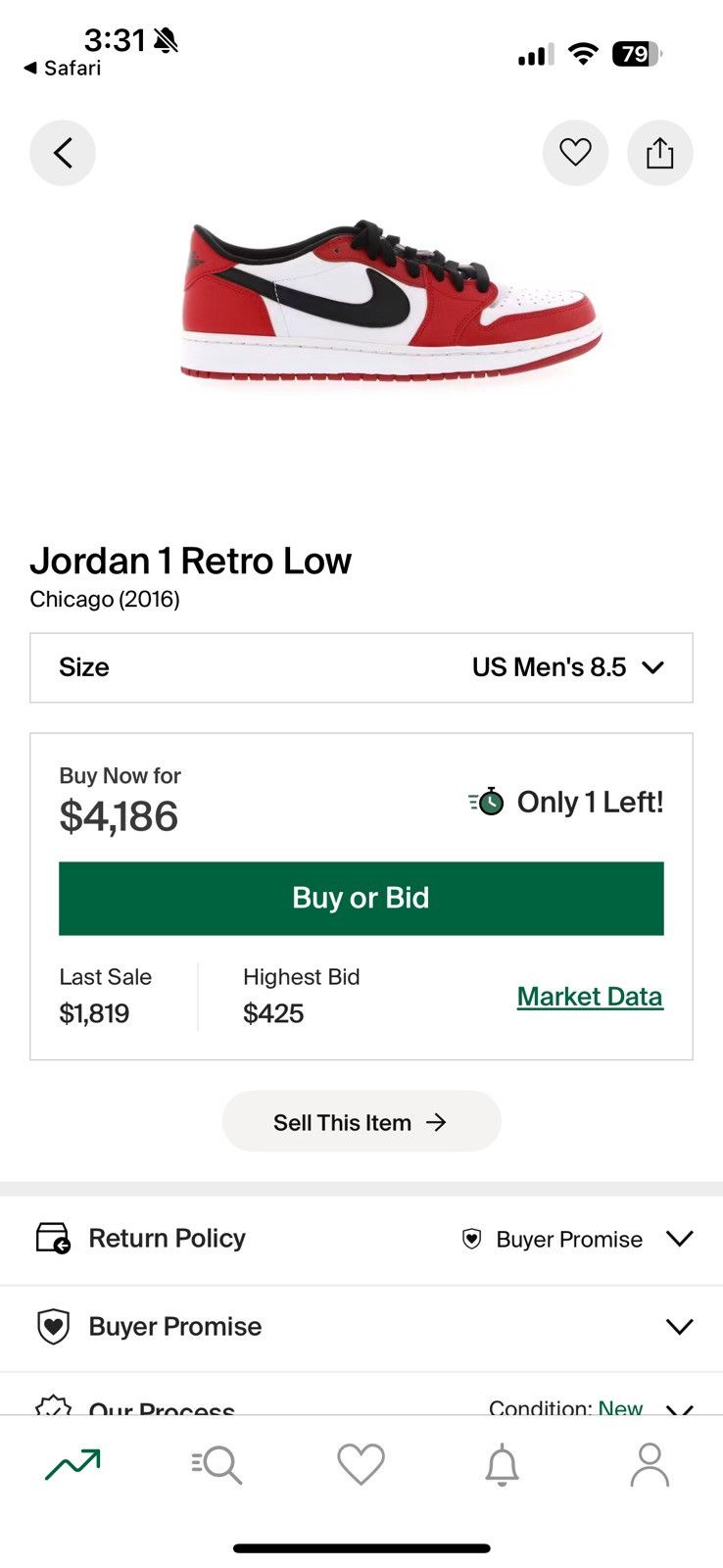 Jordan Brand × Nike Jordan 1 retro low chicago 2016. US M 8.5. Rare size Size US 8.5 / EU 41-42 - 13 Thumbnail