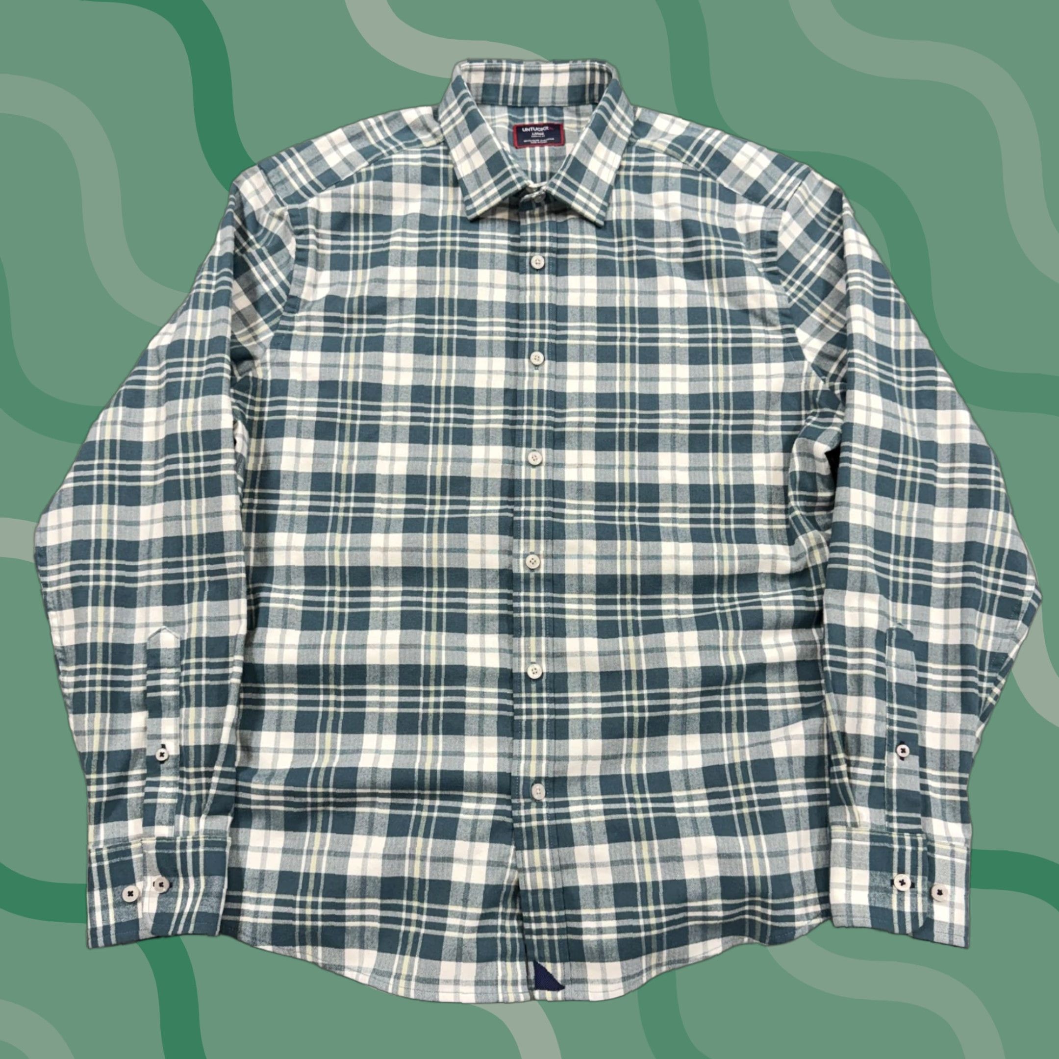 UNTUCKit UNTUCKit Shirt Mens Large Green Plaid Long Sleeve Button-Up Stretch Flannel Size US L / EU 52-54 / 3 - 1 Thumbnail