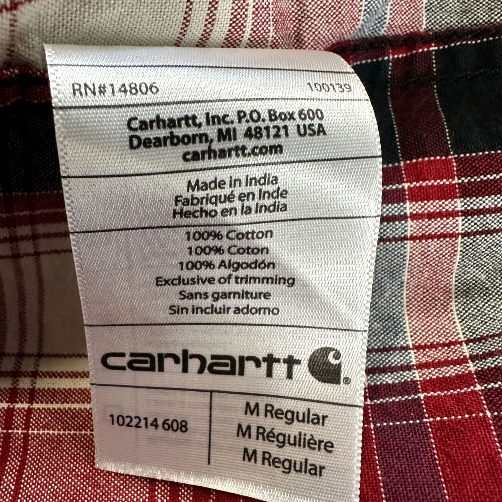 Carhartt Carhartt Button-Down Shirt Mens Medium Red Black Plaid Relaxed Fit Pockets Button-Up Shirt Mens Size US M / EU 48-50 / 2 - 5 Thumbnail