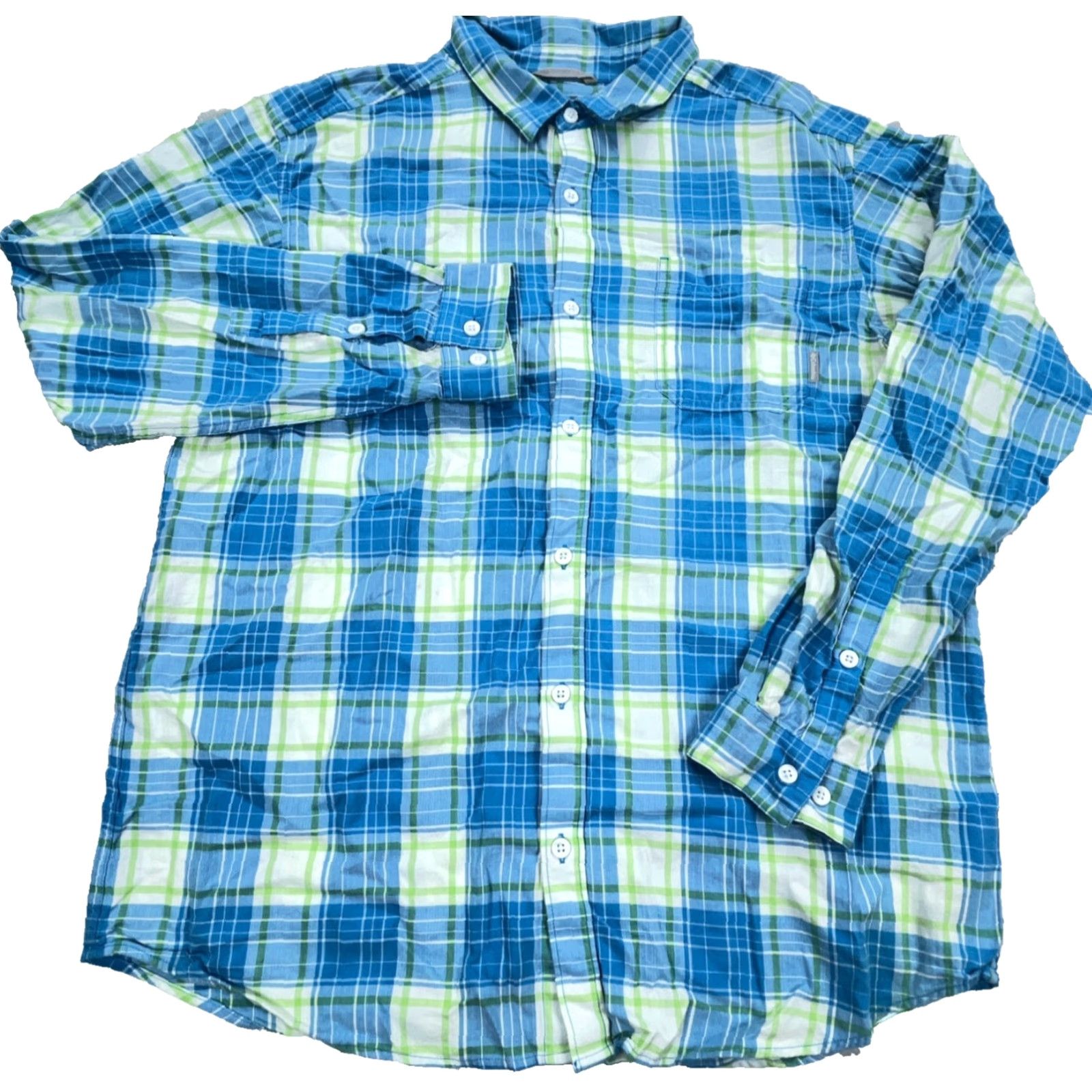 Vintage COLUMBIA Shirt Men XL Blue Green Plaid Flannel Button-Up Pocket Outdoor Classic Size US XL / EU 56 / 4 - 2 Thumbnail