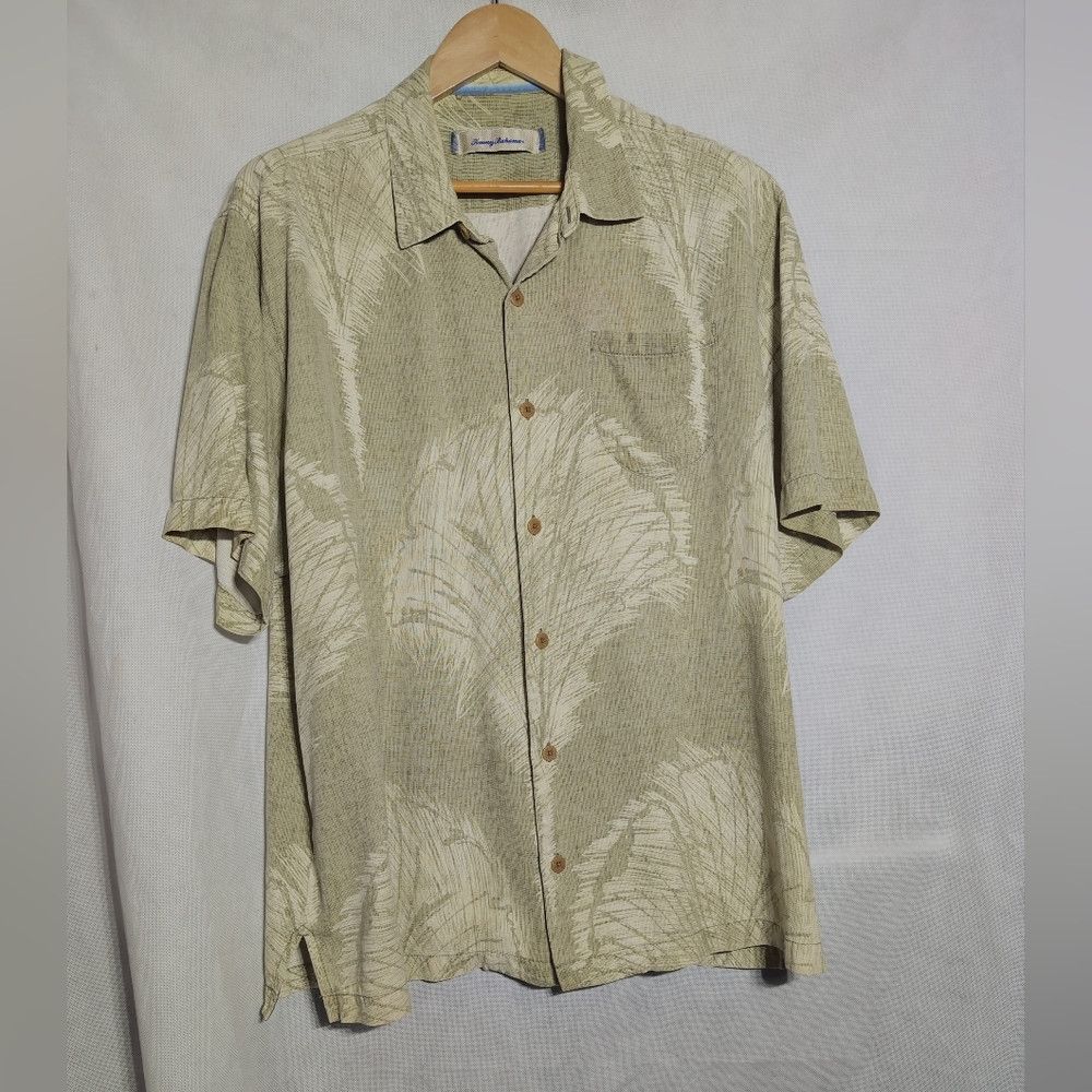 Tommy Bahama Tommy Bahama Silk Sz XL Olive Palm Print Shirt Size US XL / EU 56 / 4 - 1 Thumbnail