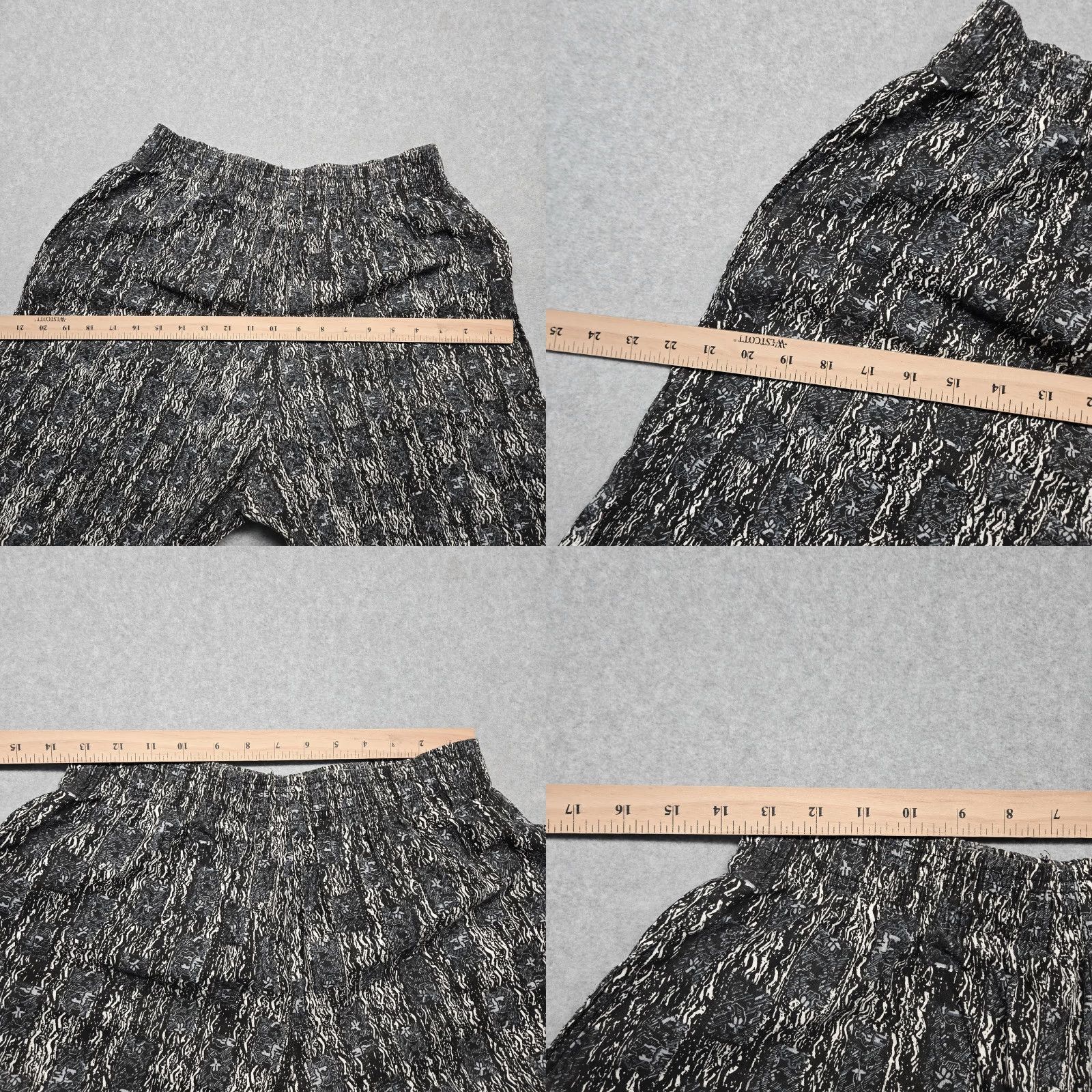VINTAGE Reebesse Pants 33x29 Black Jogger Geometric Elastic Waist Pockets 90s Mens