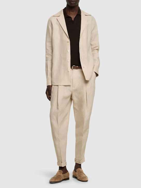 Dolce & Gabbana o1lsvrm0425 Long Sleeve Linen Shirt in Beige Size US L / EU 52-54 / 3 - 2 Thumbnail