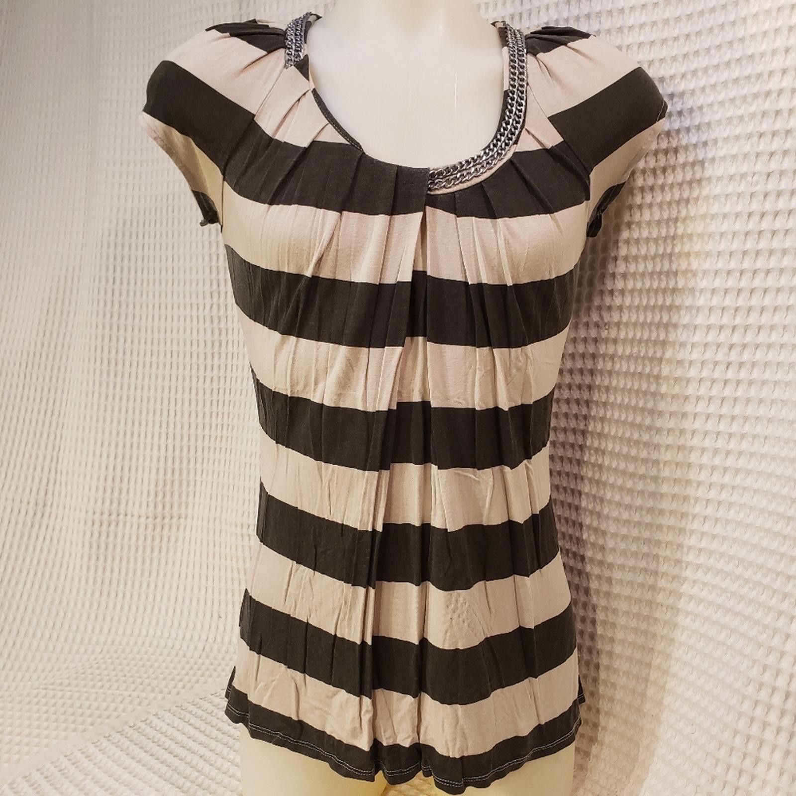 Pink Floyd Fylo Brown & tan stripped top with chains M Size M / US 6-8 / IT 42-44 - 1 Thumbnail