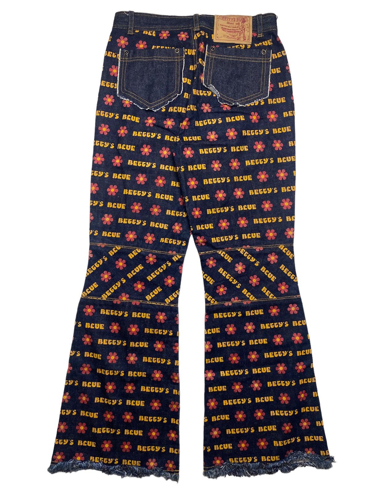 Angel Blue 2000s Shinji Abe - Super Flared Bettys Blue Flower Denim Size US 29 - 2 Thumbnail
