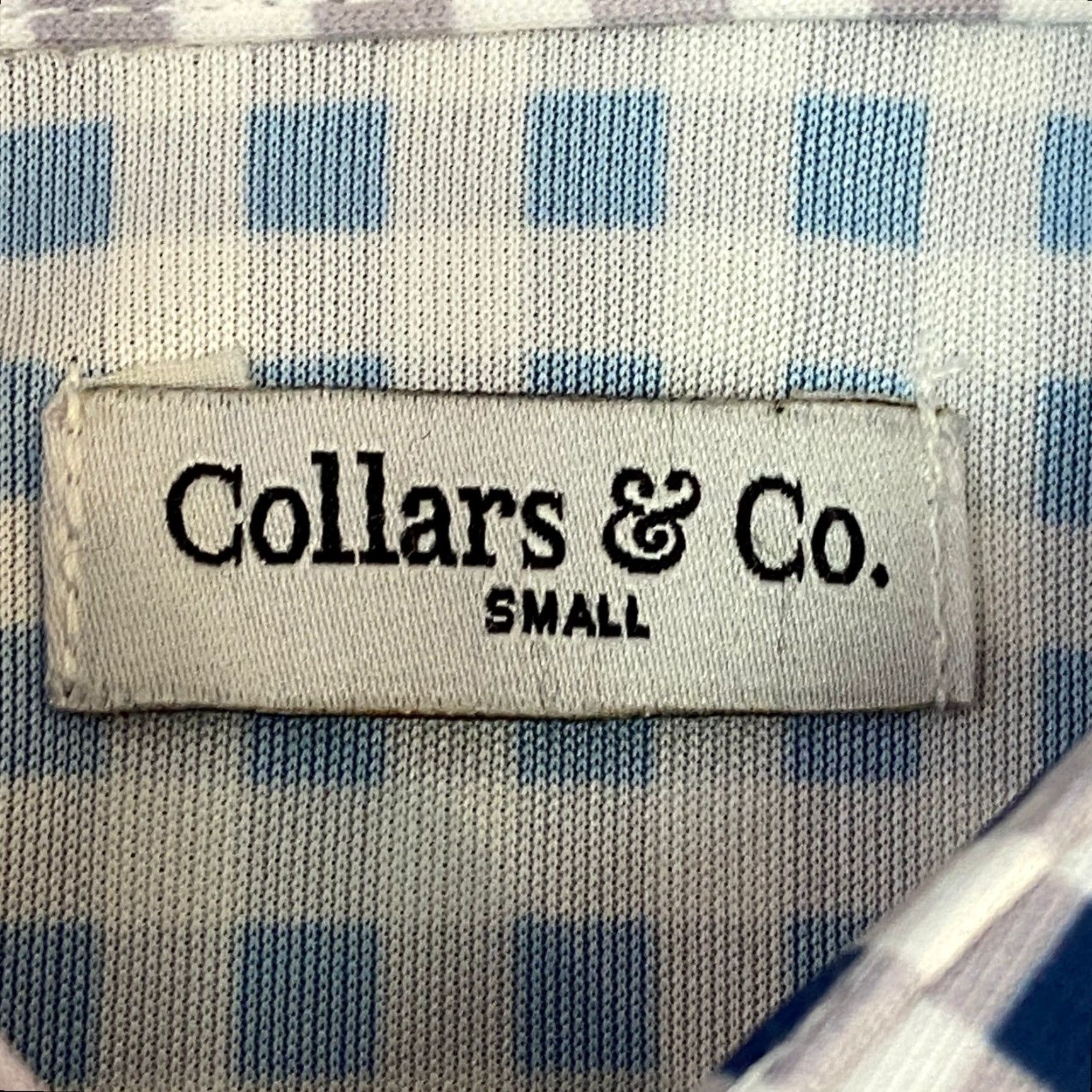 CO Collars & Co Mens Small Gingham Short Sleeve Button Down Dress Collar Polo Shirt Size 36R - 3 Thumbnail