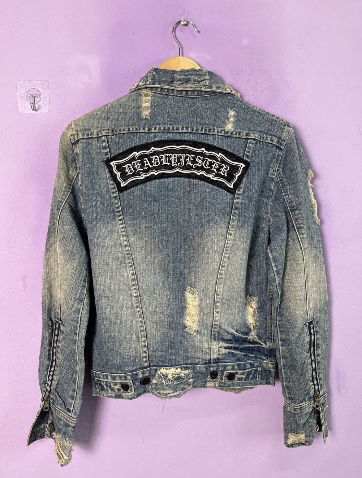 If Six Was Nine 🔥Rare Deadly Jester Distressed Denim Jacket Size US XS / EU 42 / 0 - 3 Thumbnail
