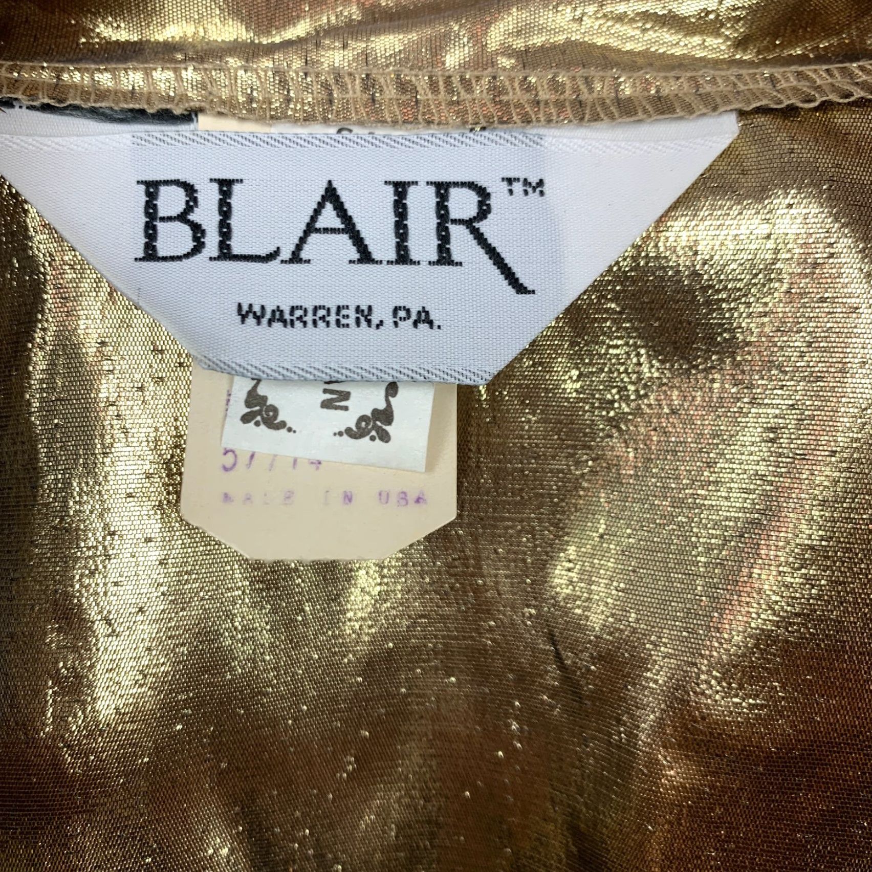Blair VINTAGE Blair Very Metallic Shiny Sheer Gold Long Sleeve Button Shirt 18 Size XXL / US 16-18 / IT 52-54 - 3 Thumbnail