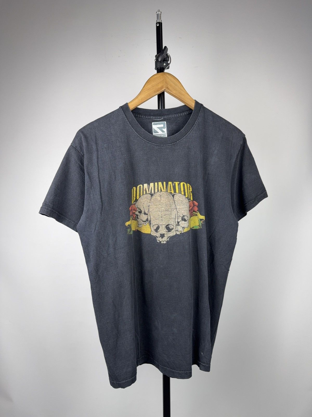 Vintage 00s Y2K Dominator Triple Skull Biker Moto Graphic T-Shirt Size US M / EU 48-50 / 2 - 1 Thumbnail