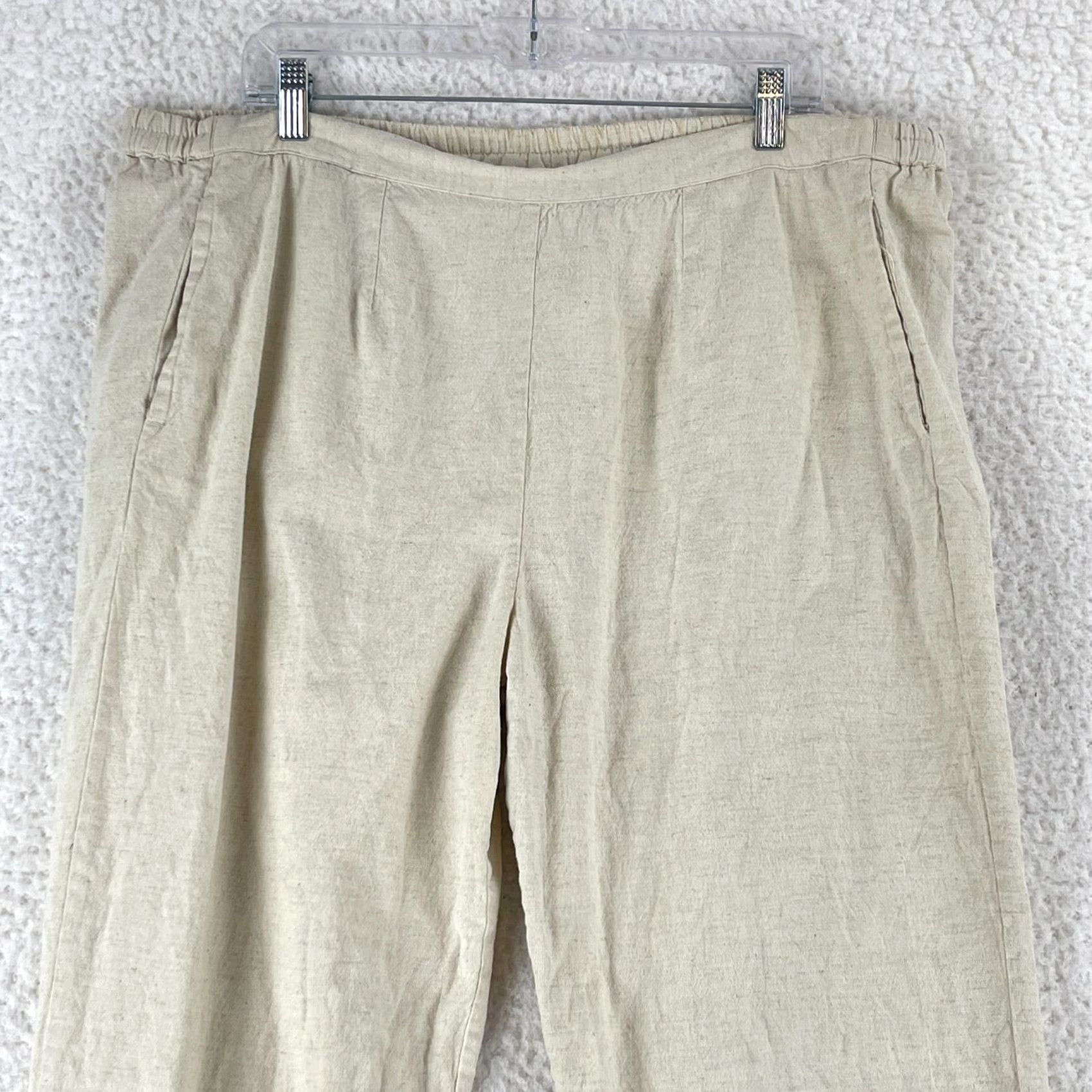 Vintage Tantrums Ivory Linen Cotton Blen Cropped Pants Womens XL Pull On Casual Linen Cotton Blend Ivory Cropped Pants Womens XL Tantrums Pulll On Size 40" / US 18 - 2 Thumbnail