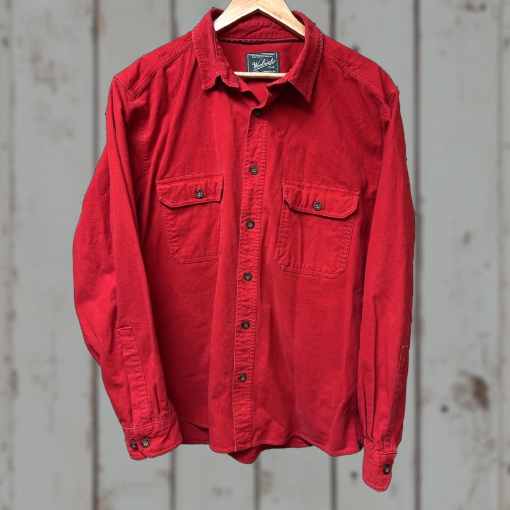 Vintage Woolrich Shirt Men’s Long Sleeve Button-Down Work Shirt L Red Cotton Flannel Button-Up Regular Collared Vintage No Size US L / EU 52-54 / 3 - 1 Thumbnail
