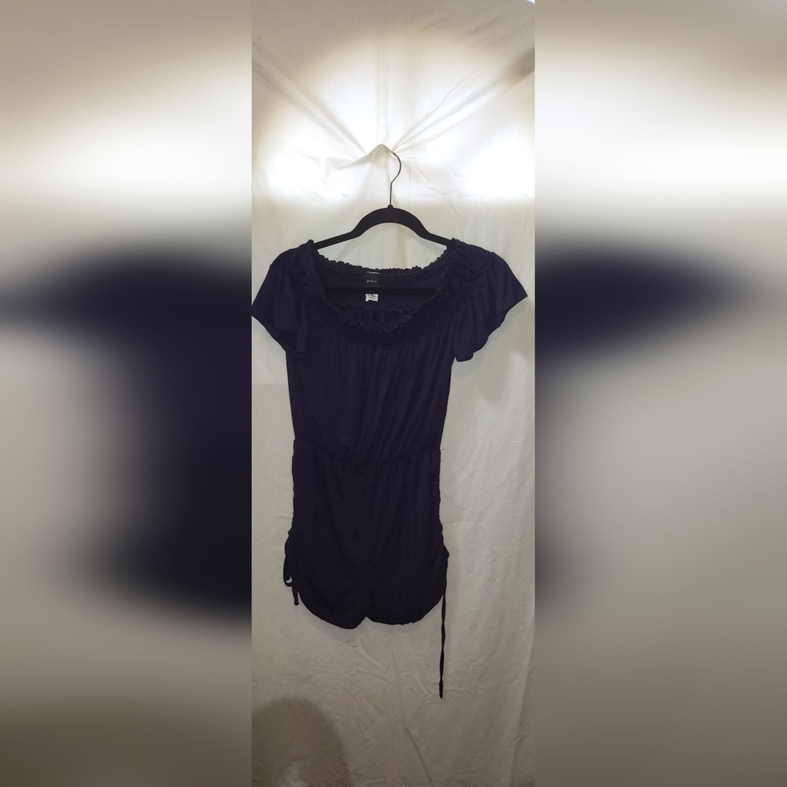 Other Privy Navy Off Shoulder Romper w/ Drawstring Sides M Size 32" / US 10 / IT 46 - 1 Thumbnail