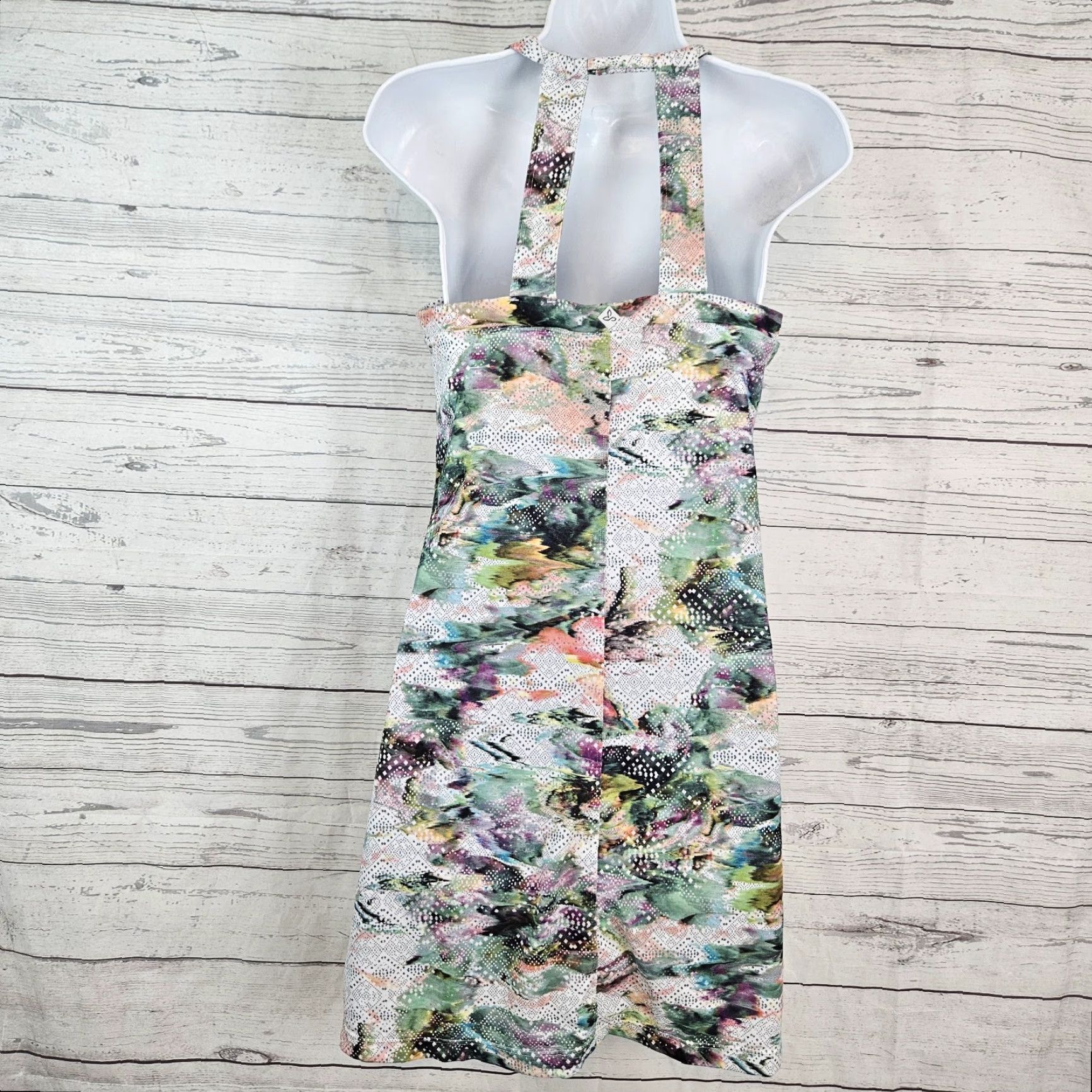 Prana prAna Womens Cantine Dress Sz Small Green Pink Built In Bra Sleeveless Size S / US 4 / IT 40 - 3 Thumbnail