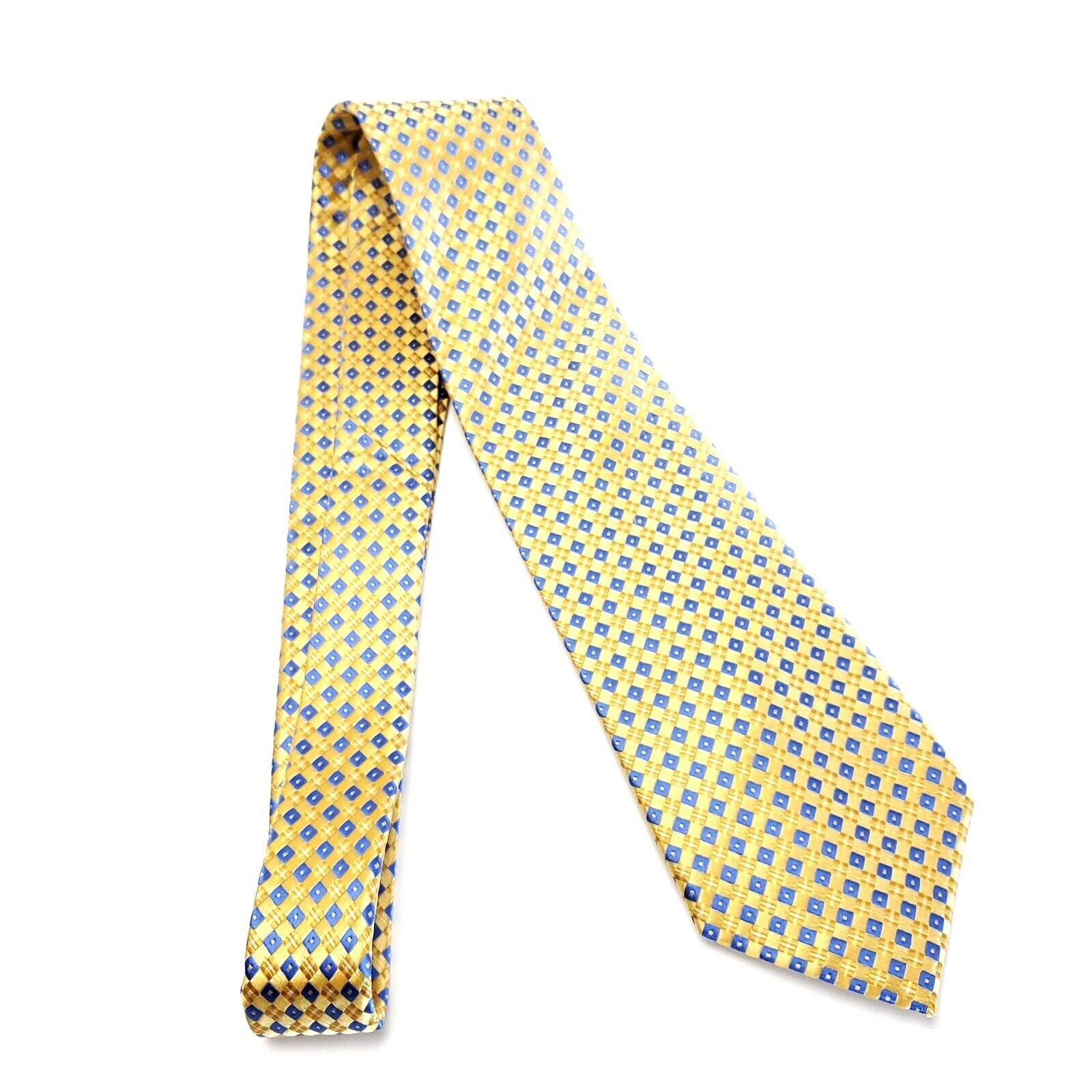 Countess Mara Countess Mara Yellow Blue Check Woven Silk Tie Size ONE SIZE - 7 Thumbnail