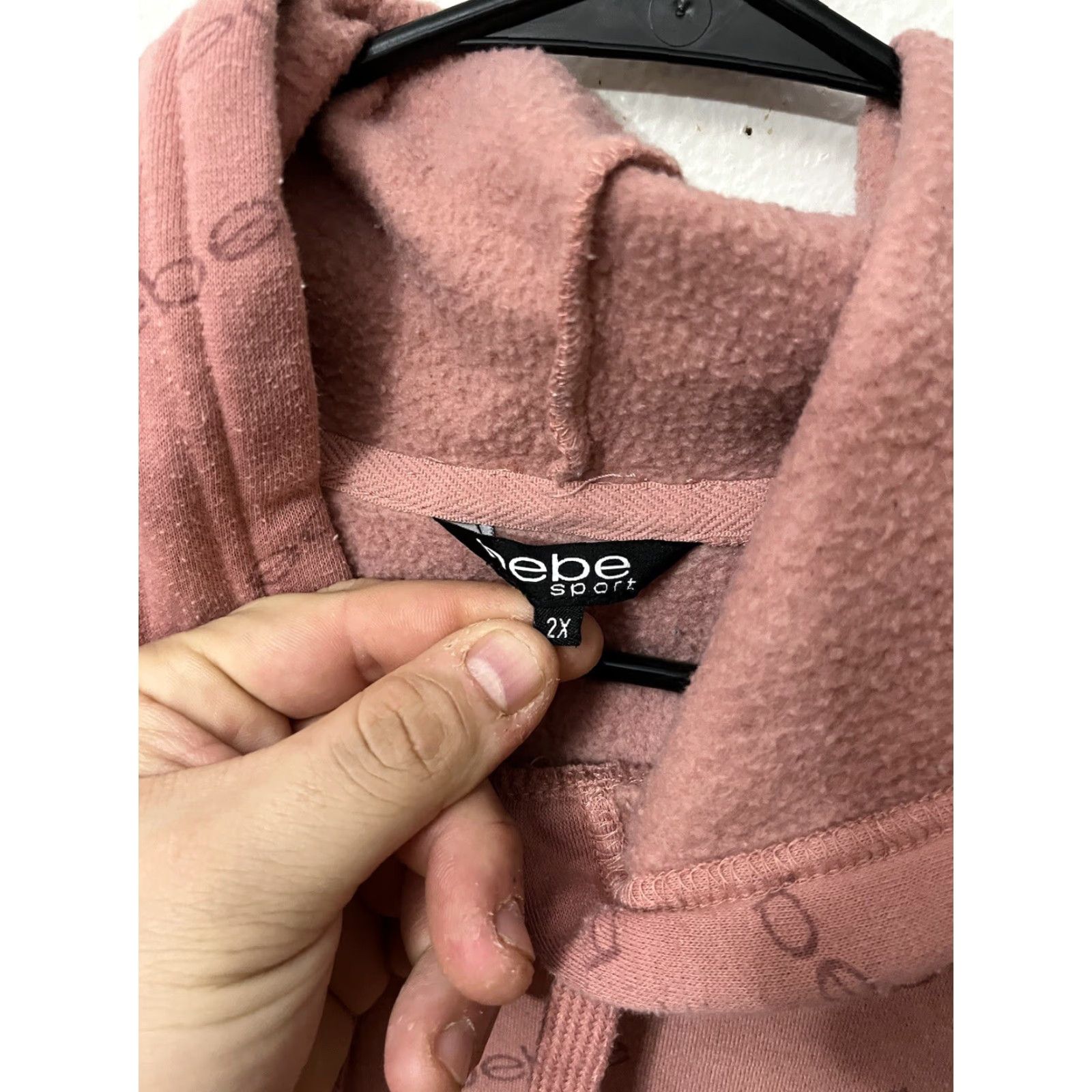 Bebe BEBE SPORT Hoodie Womens 2X Pink Logo Activewear Sweatshirt Pullover Hooded Pockets Knit Cotton Blend Size XXL / US 16-18 / IT 52-54 - 3 Thumbnail