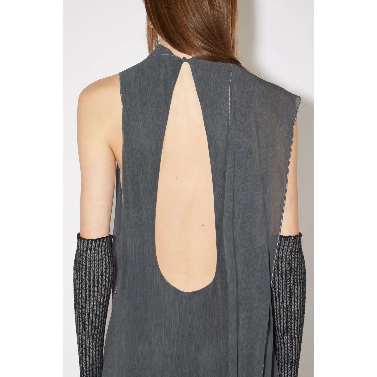 Acne Studios $1080 Acne Studios Gray High Neck Crepe Dress Size XS / US 0-2 / IT 36-38 - 4 Thumbnail