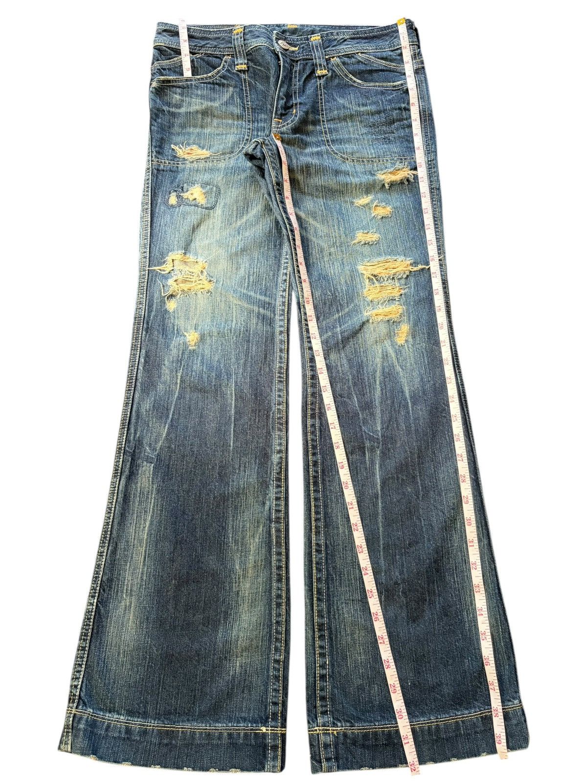 Hysteric Glamour Vintage Japanese Brand Rusty Wash Distress Flare Jeans Size 31" - 7 Thumbnail