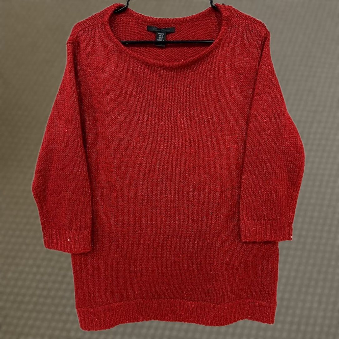 Kenneth Cole Kenneth Cole Sweater Womens M Red Metallic Knit Sleeve Pullover Size M / US 6-8 / IT 42-44 - 1 Thumbnail