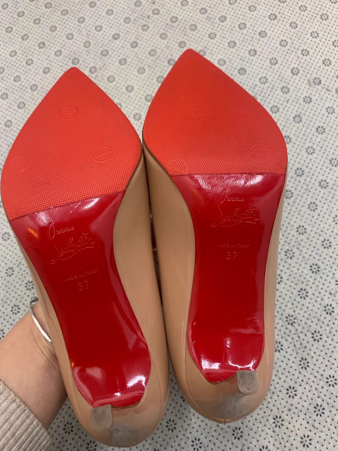 Christian Louboutin CL Nude Patent Red Sole Heels 37 Unworn Size US 6 / IT 36 - 4 Thumbnail