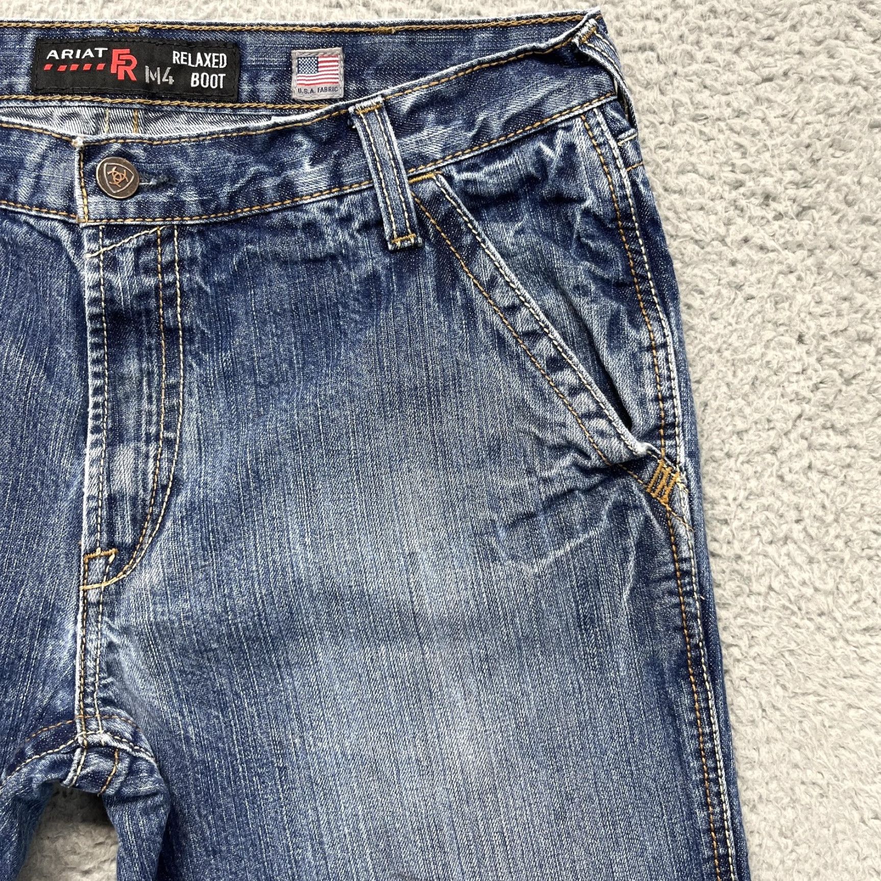 Ariat Ariat M4 FR Jeans Mens 35x32 Faded Wash Flame Resistant Relaxed Boot Work Denim Size US 35 - 7 Thumbnail