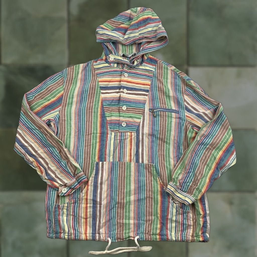 VINTAGE Ralph Lauren Hoodie Adult Large Multicolor Striped 70s