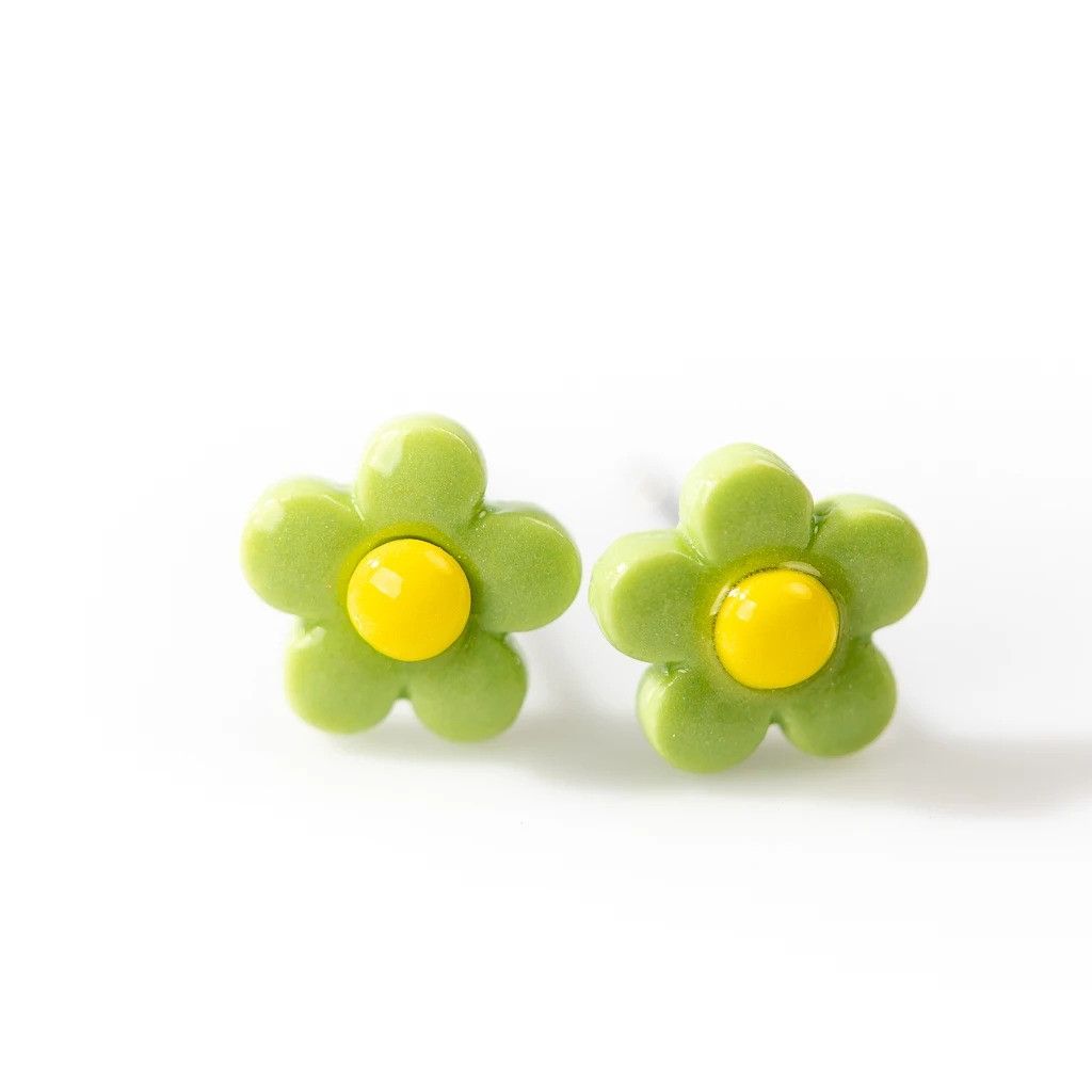Jewelry Small Flower Stud Earrings Ceramic Ear Gift For Her Size ONE SIZE - 1 Preview