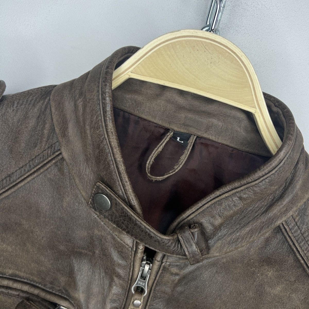 Leather × Vintage Vintage Brown Leather Motor Biker Jacket Trucker Genuine Size US M / EU 48-50 / 2 - 6 Thumbnail