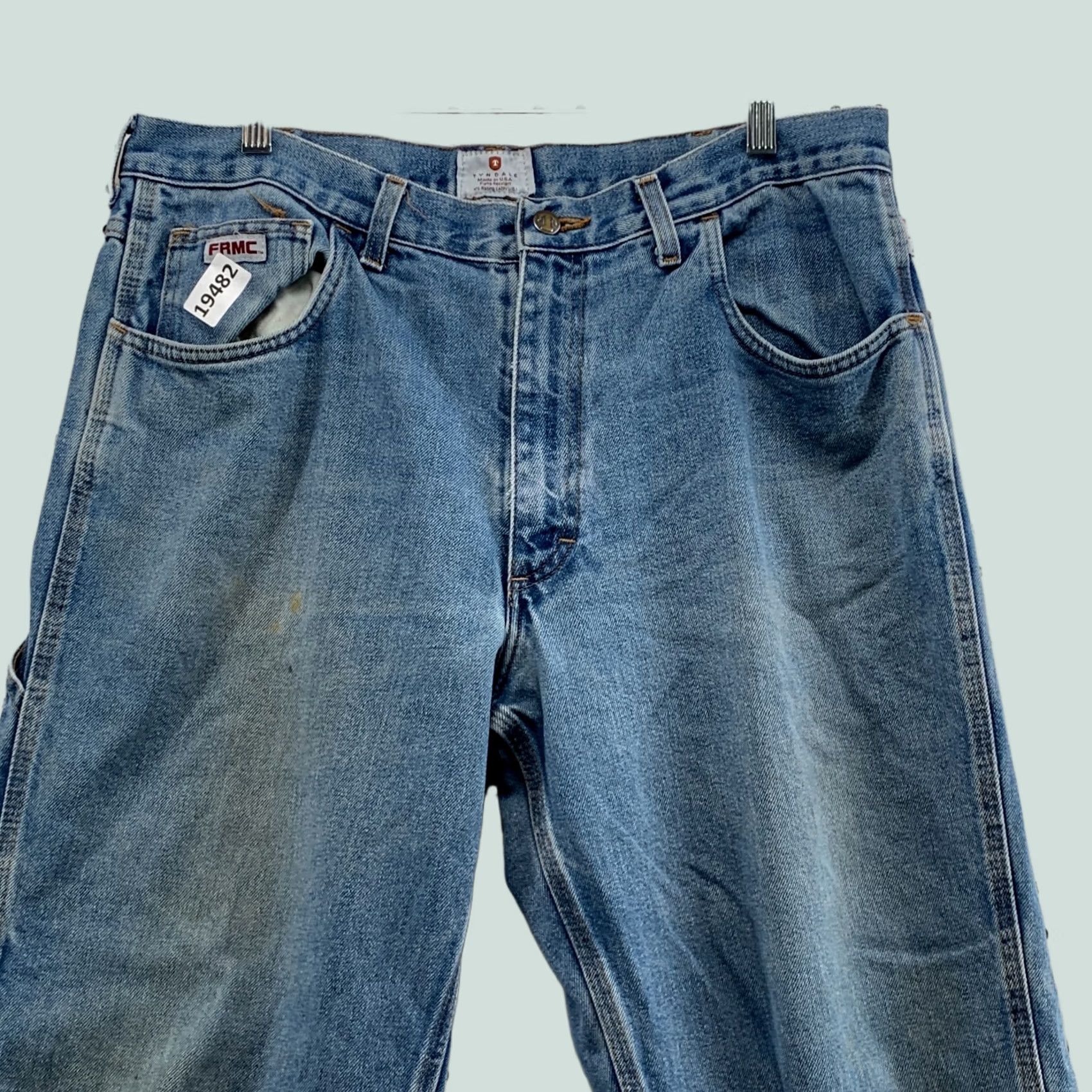 Denime Tyndale Denim Jeans Flame Resistant Blue Carpenter Pants Mens Fit 35x30 Straight Size US 35 - 1 Thumbnail
