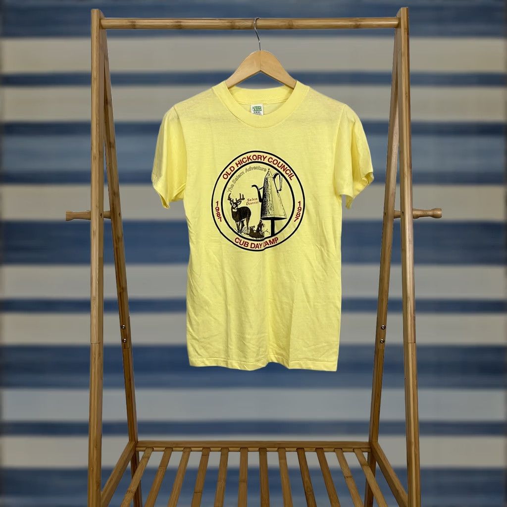 Vintage VINTAGE 80s Xpres Knits Old Hickory Council Cub Day Camp Salem Adventure Thin T-Shirt Size S Yellow Mens Size US S / EU 44-46 / 1 - 1 Thumbnail