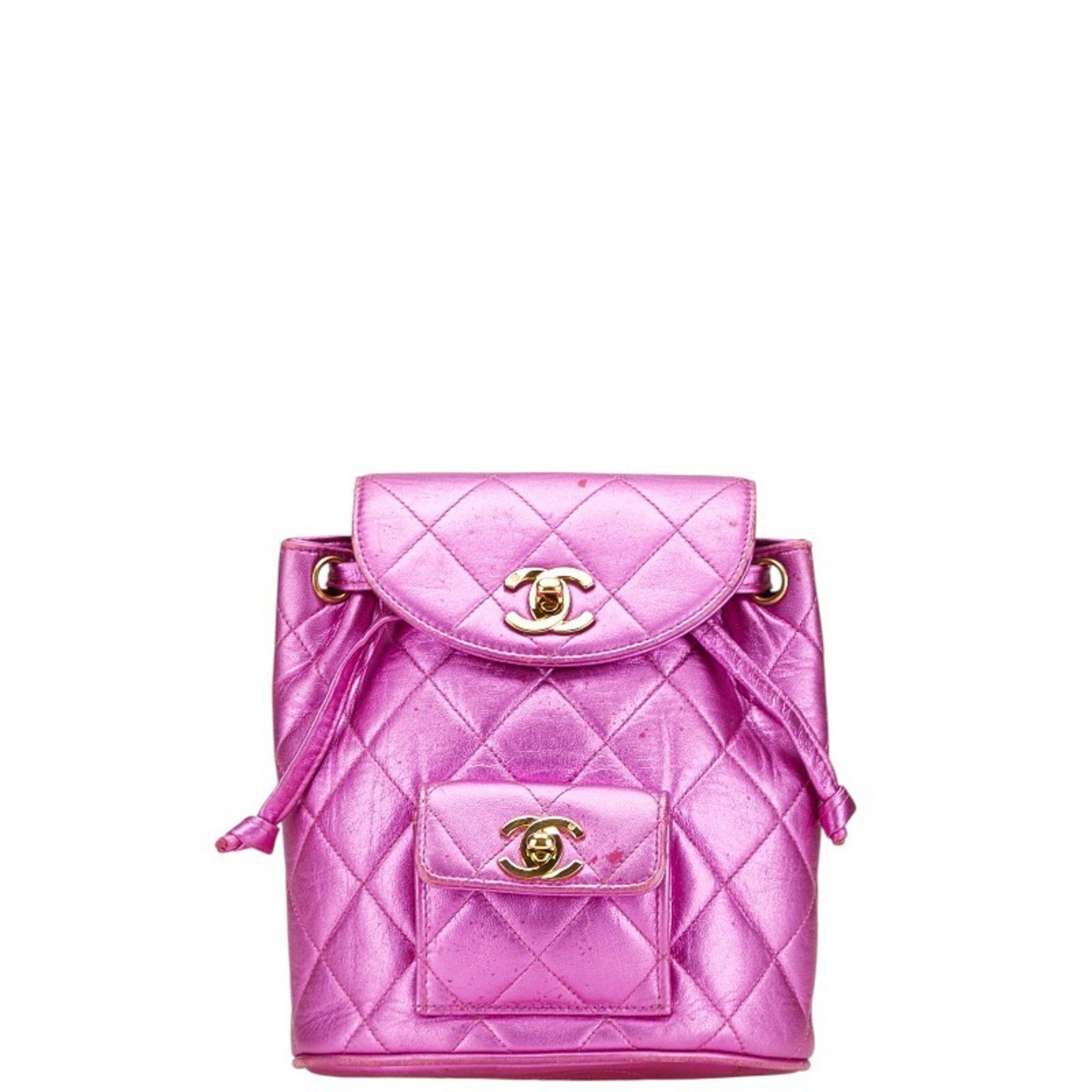 Chanel CHANEL Matelasse Coco Mark Gold Hardware Chain Backpack Metallic Pink Lambskin Women's Size ONE SIZE - 1 Thumbnail